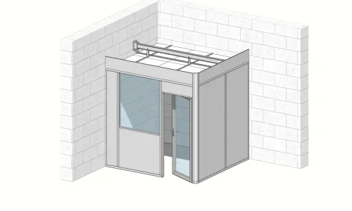 Cabine 2 faces sur murs d'angle